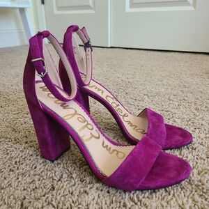 EUC Sam Edelman Yaro Block Heel Sandal Size 9, fuschia suede